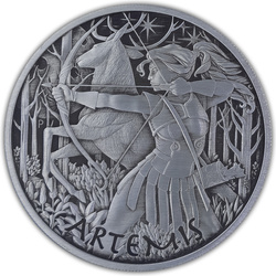 Tuvalu: Dioses del Olimpo - Artemisa 1 oz Plata 2023 Moneda Antigua