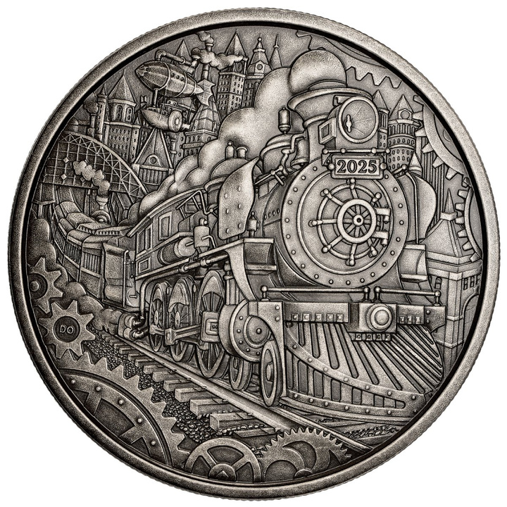 Kanada: A Whimsical Tale - Steam Locomotive 3 Unzen Silber 2025 Antiqued Coin