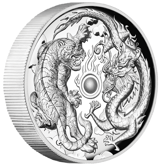 Dragón y Tigre 2 oz Plata 2018 High Relief Proof