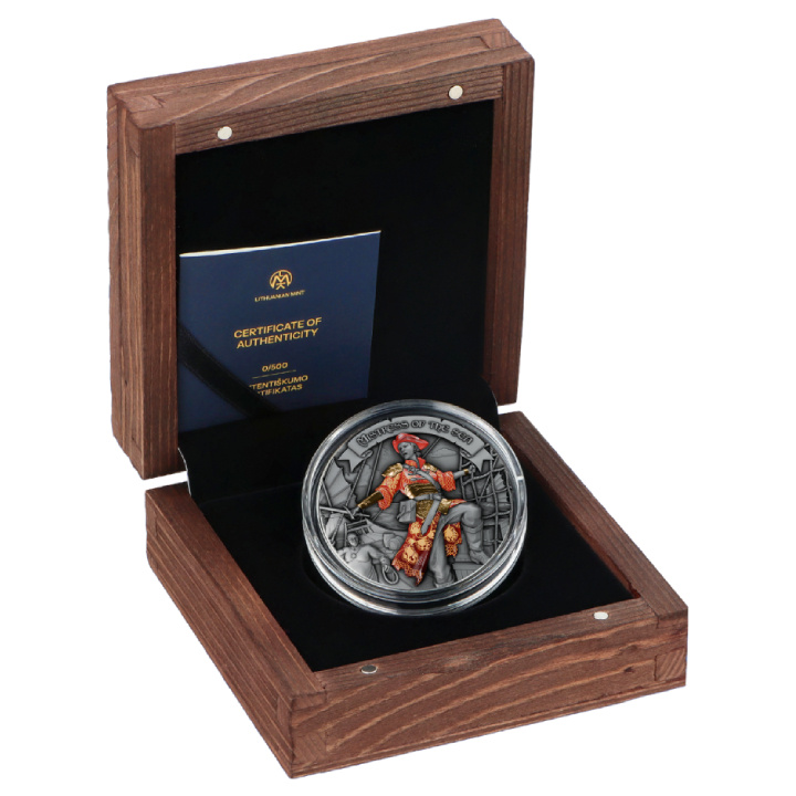 Niue: Mistress of the Sea $5 argento placcato oro 2024 Moneta antica ad alto rilievo