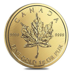Feuille d'érable canadienne 1 gramme d'or 2020
