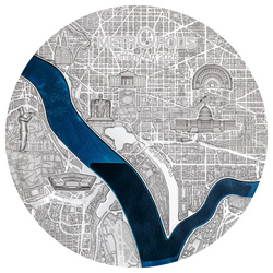 Palaos: Tiffany Art Metropolis - Washington de color 1000 grams Plata 2025 Moneda de Proof