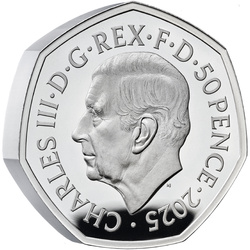 A 80-a Aniversare a Zilei VE 50p Argint 2025 Proof Piedfort