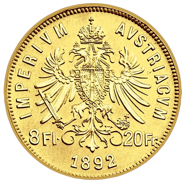 Златна монета Австрия 8 гулдена 1892 НОВО ОТСИЧАНЕ