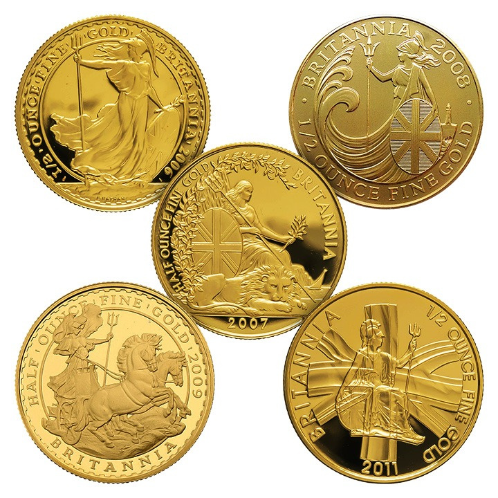Britannia 1/2 oz Oro Varias cosechas