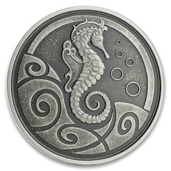 Samoa: Caballito de Mar 1 oz Plata 2019 Antiqued Coin