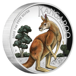 Australian Kangaroo coloured 1 oz Silver 2023 Proof High Relief Coin