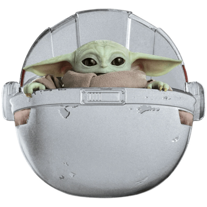 Niue: Star Wars The Mandalorian - Grogu in Pod kolorowany 1 uncja Srebra 2022 Proof