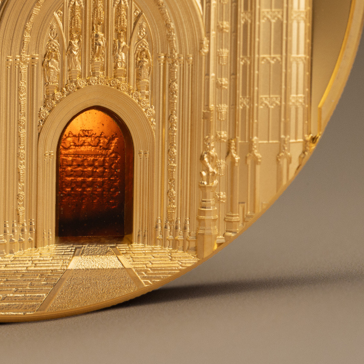 Palau: Tiffany Art Metropolis - Palace of Westminster coloured 5 oz Gold 2023 Proof Ultra High Relief