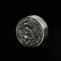 Poisson koi 2000 grammes d'argent 2023 High Relief Antiqued Coin