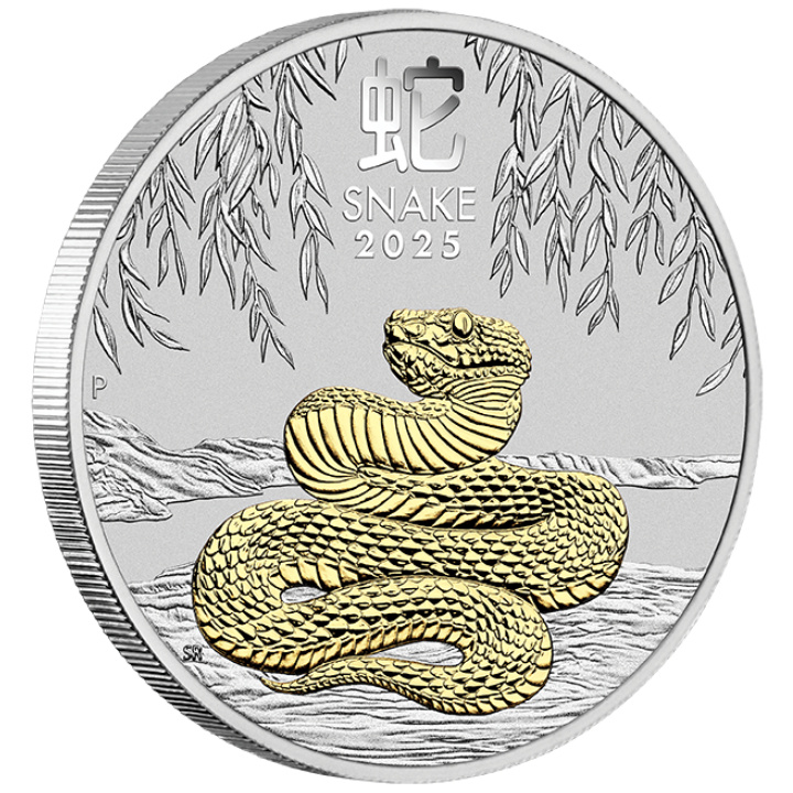 Perth Mint: Lunar III - Year of the Snake 1 oz Silver 2025 Gilded (without case)