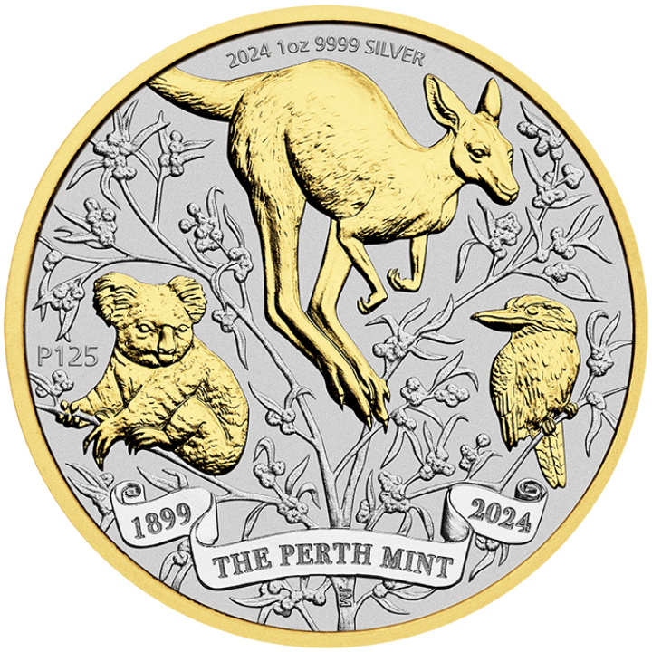 4 darabos Perth Mint 125. évforduló érmék 4 x 1 uncia ezüst 2024