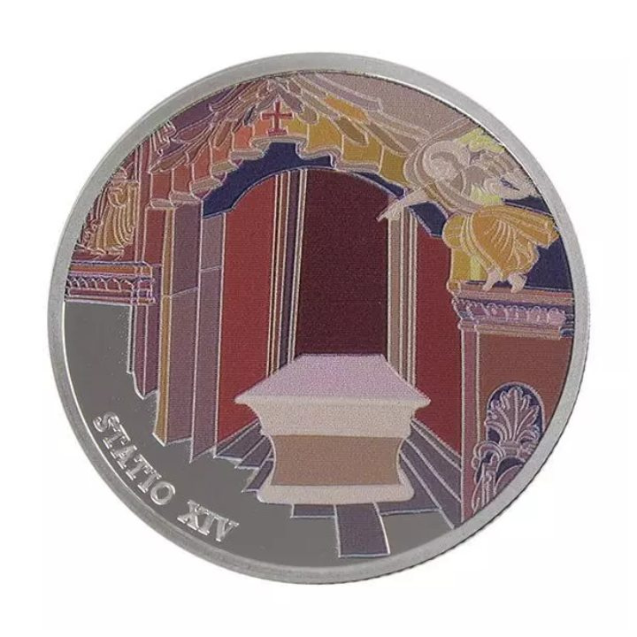 Zestaw 14 monet: Via Dolorosa kolorowany 14 x 1 uncja Srebra 2016 Prooflike