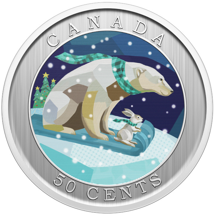 Canada: Holiday Sledding coloured 50 cents 2023 Specimen Lenticular Coin