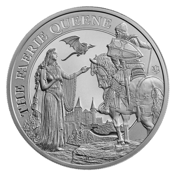 St Helena: Faerie Queene - Una & Redcrosse 1 uncja Srebra 2023 (moneta w karcie)