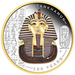 Tuvalu: Tutankhamun Discovery 100° anniversario colorato, placcato in oro 2 once d'argento 2022 Proof