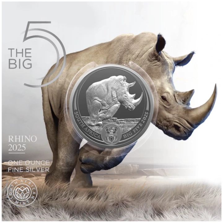 Big Five: Rhino 1 oz Plata 2025