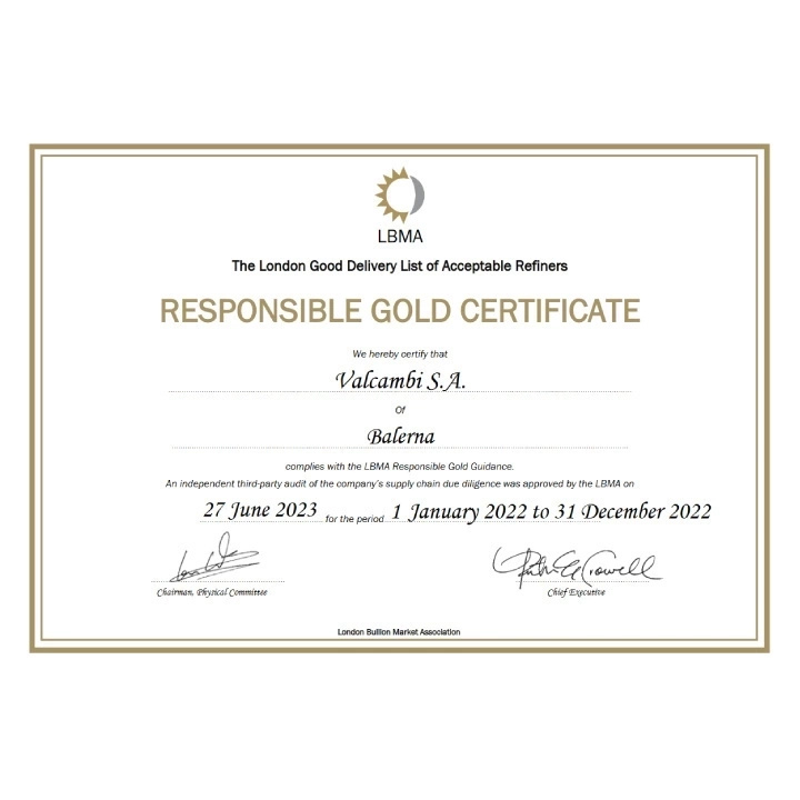 Lingotto Valcambi 5 grammi d'oro LBMA GD Refiner