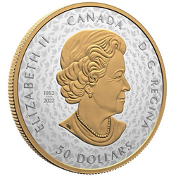 Canadá: Dólar de la Paz bañado en oro 5 oz Plata 2024 Proof Ultra High Relief Coin