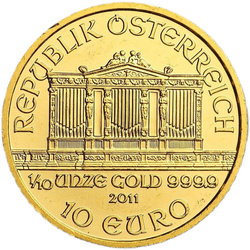 Moneda de oro Filarmónica de Viena 1/10 onza de oro 2011