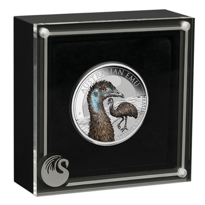 Emu australiano colorato 1 oncia d'argento 2023
