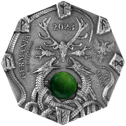 Witchcraft - Seeress Ritual kolorowany 2 uncje Srebra 2023 Ultra High Relief Antiqued Coin