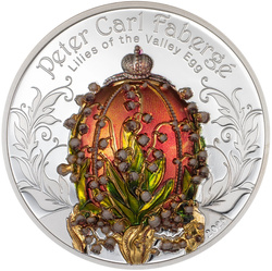 Mongolia: Peter Carl Fabergé - Lilies of the Valley Egg coloured 2 oz Silver 2025 Gilded Proof