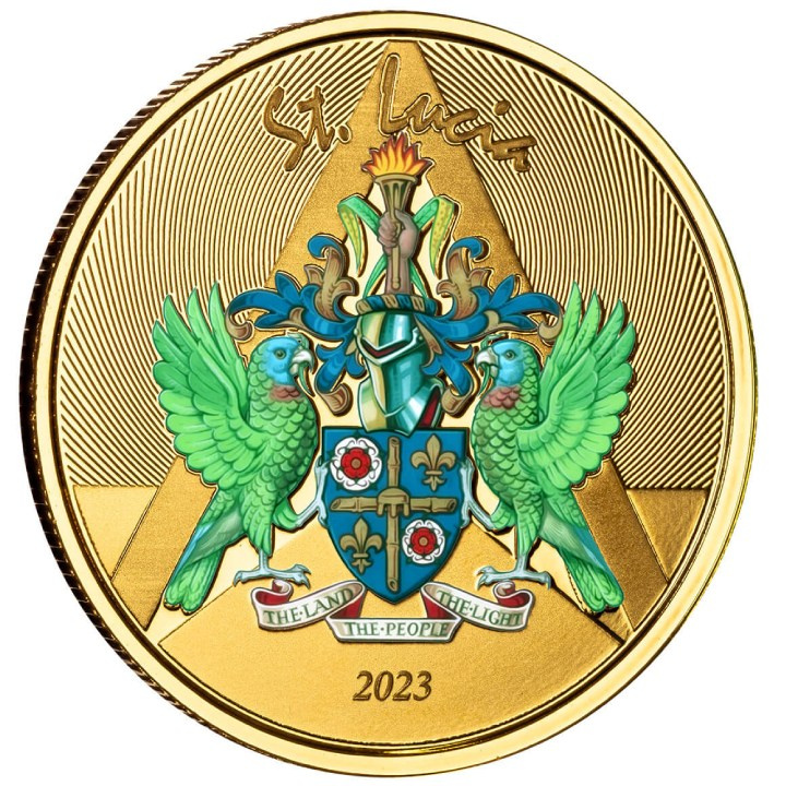 St. Lucia - Coat of Arms coloured 1 oz Gold 2023 Proof Coin