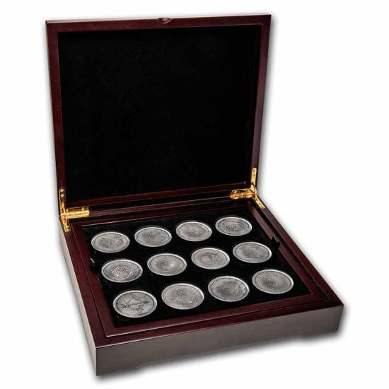 Zestaw 12 monet Tokelau: Zodiac Series 12 x 1 uncja Srebra 2022 Antique Coins
