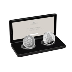 Juego de 2 monedas The Royal Tudor Beasts: The Bull of Clarence 2 x 1 oz Silver 2023 Proof