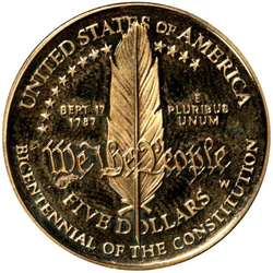 Bicentenario de la Constitución $5 Oro 1987