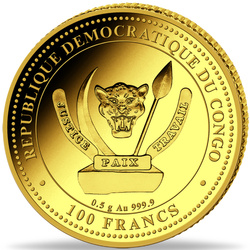 Congo : Vie préhistorique II - Triceratops 0,5 gramme d'or 2024 Proof