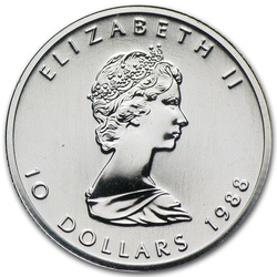 Feuille d'érable canadienne 1/4 once de platine 1988