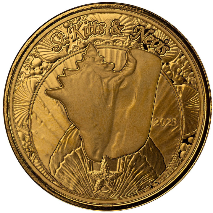 Saint-Christophe-et-Niévès : Coquillage 1 once d'or 2023 Proof