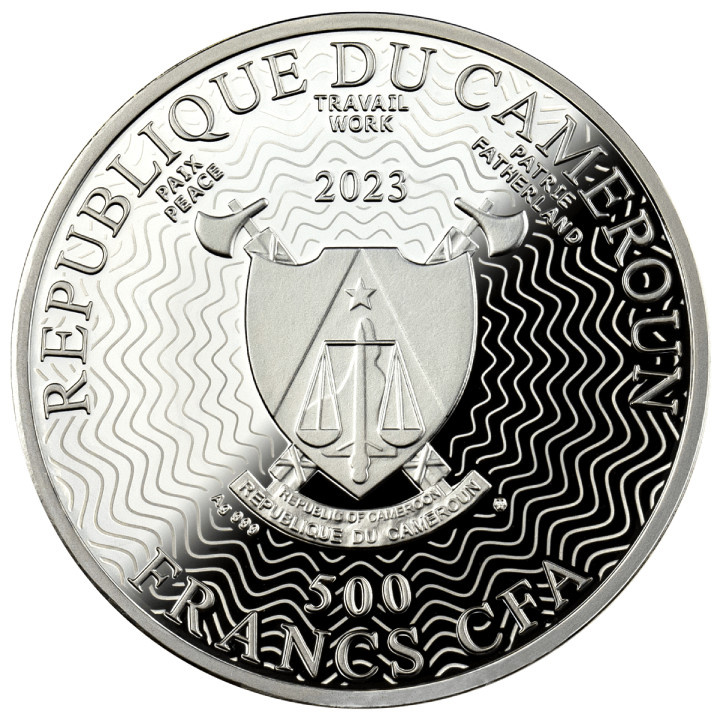 Cameroon: Solar System – Moon Silber 2023 Gilded Black Proof Coin