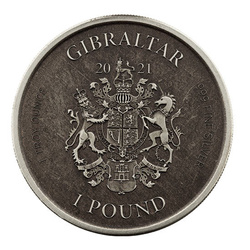 Gibraltar: Lady Justice 1 oz Plata 2021 Moneda Antigua