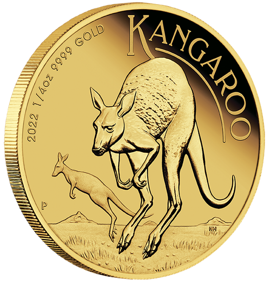 Set Australian Kangaroo 1/4 oncia e 1/10 oncia d'oro 2022 Proof