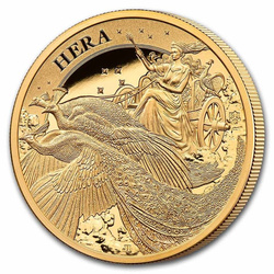 Santa Helena: Diosa - Hera y el Pavo Real 1 oz Oro 2022 Proof