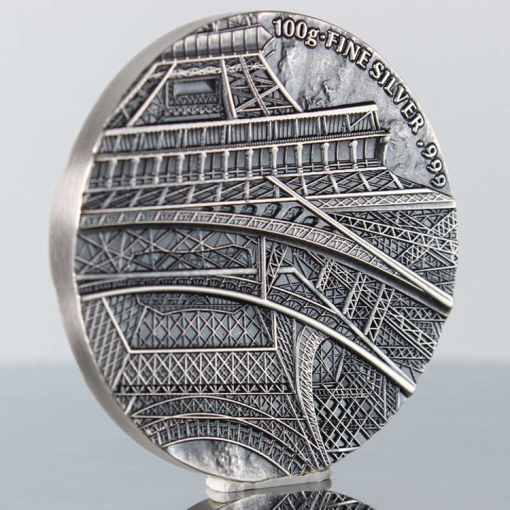 Ciad Tina’s View - Turnul Eiffel din Paris 100 grame Argint 2022 High Relief Antiqued Coin