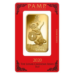 Lingotto d'oro da 100 grammi serie Lunar Anno del Topo