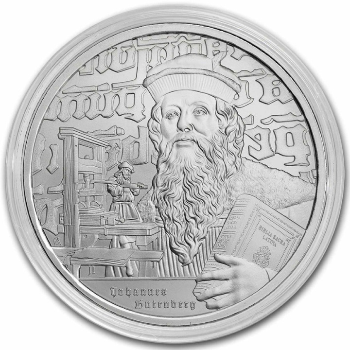 Niue: Icons of Inspiration - Johannes Gutenberg 1 uncja Srebra 2024