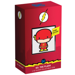 Niue: DC Comics - Chibi Coin de Flash coloreada, 1 onza de plata, 2020, Proof