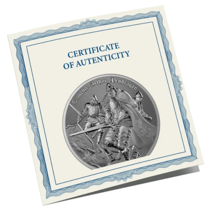 Niue: Camelot - Artù Pendragon 1 oncia d'argento 2023 Proof opaco