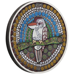 Kookaburra Kaa-Kaa színes 2 uncia ezüst 2024 Antikolt érme