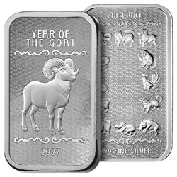 Сребърно кюлче Lunar Year of the Goat 1 унция сребро 2027 Prooflike