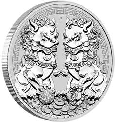 Lions chinois (Double Pixiu) 1 once d'argent 2020