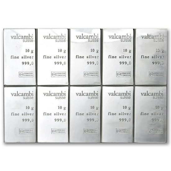 10 x 10 g CombiBar Valcambi Silver Bar