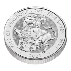 The Royal Tudor Beasts: The Yale Of Beaufort 2 oz Plata 2023