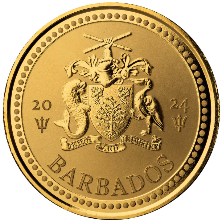 Barbados: Trident 1 oz Gold 2024 Prooflike