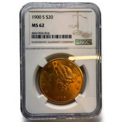 Liberty Head Double Eagle 20 dolarů 1900 S MS62 NGC